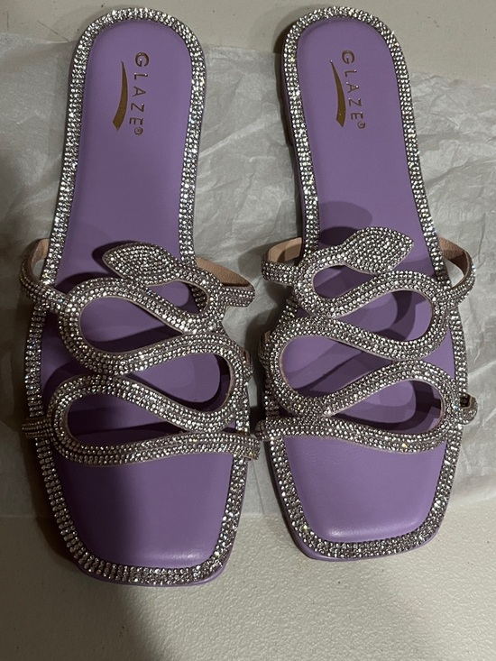 Shoes - Sandals Lilac Rhinestone Strappy Flats size 10 new